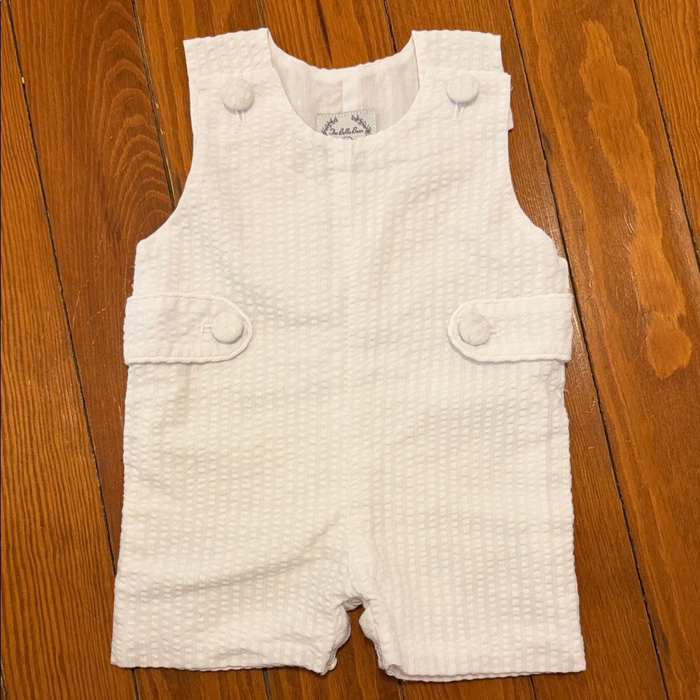 White Seersucker Baby One-Piece Romper - Unbranded